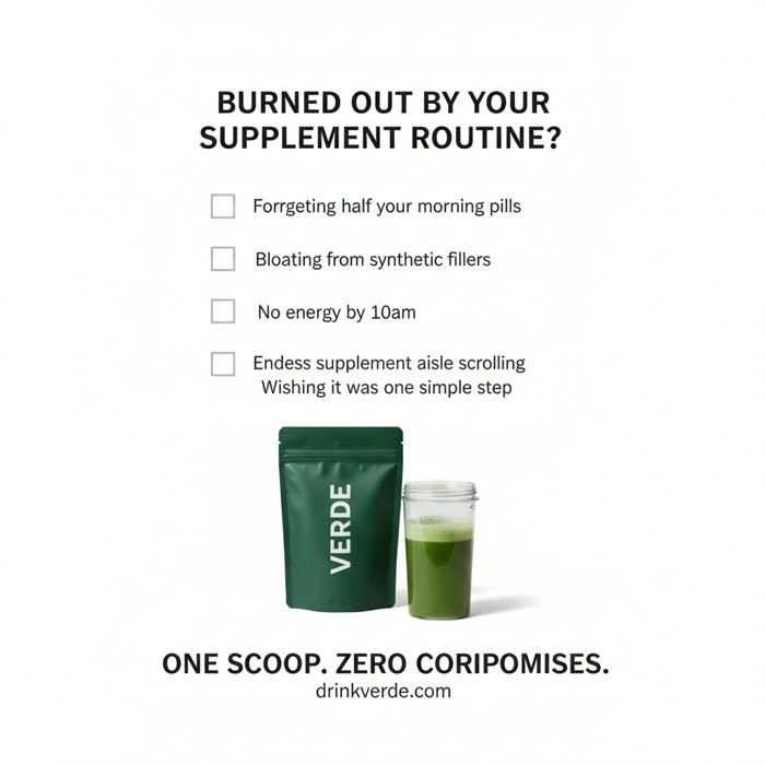 AI-generated pain-point checklist ad with product photo