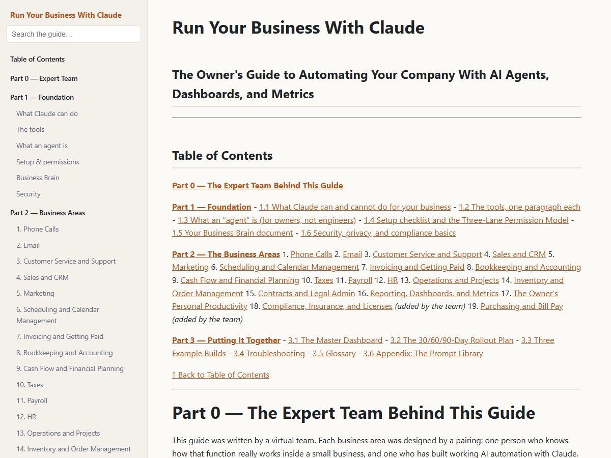 Preview pages from the Run Your Business With AI guide